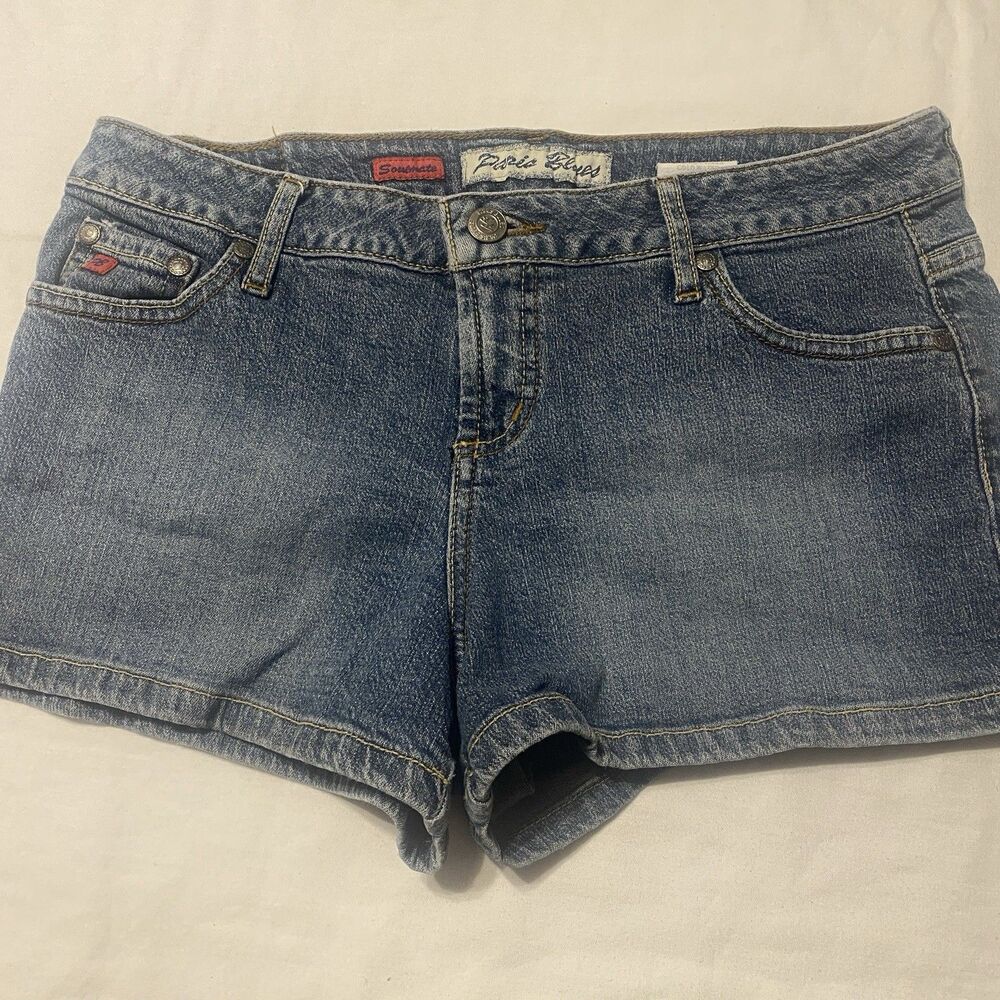 Vintage Y2K Paris Blues Denim Shorts Womens 7 Low Rise Stretch Jean Shorts